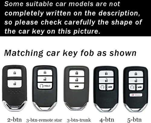 Vista 2 de ontto Funda de llavero de 2 botones para llave remota inteligente Honda, protector de llave de cuero para llave de coche, Negro