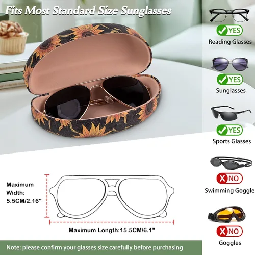 Vista 3 de bvya Funda rígida unisex para lentes de sol, estuche grande para gafas de sol de gran