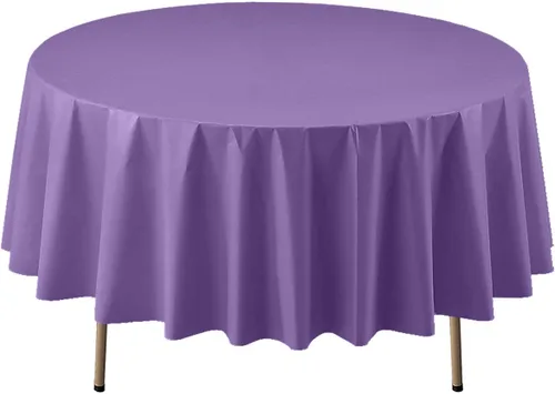 Vista 5 de Party Essentials Mantel redondo de plástico desechable de 84 pulgadas, 3 unidades, color negro