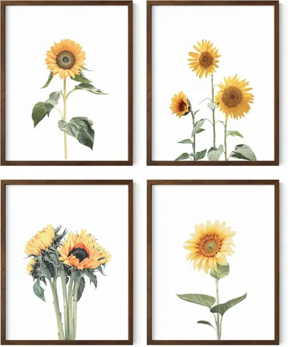 Vista 65 de HAUS AND HUES Arte de pared floral gris, juego de 4 pósteres de plantas para pared vintage, impresiones botánicas, cuadros de flores en blanco