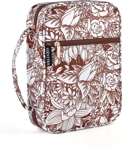 Vista 10 de Funda para la Biblia para mujeres con estampado de flores, funda de transporte para libros de la Biblia con asa duradera, funda acolchada
