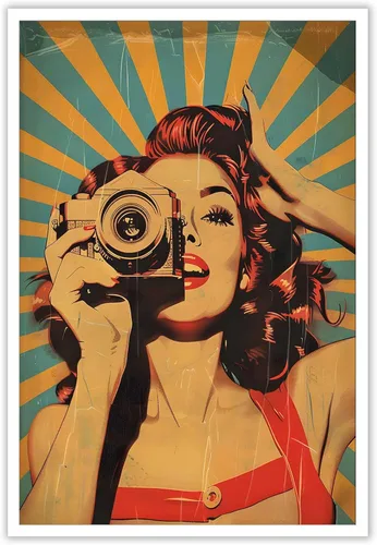 Vista 19 de Póster vintage de la niña piloto sexy de los años 50, arte de pared, arte retro de mediados de siglo, nostalgia estética, impresiones estéticas