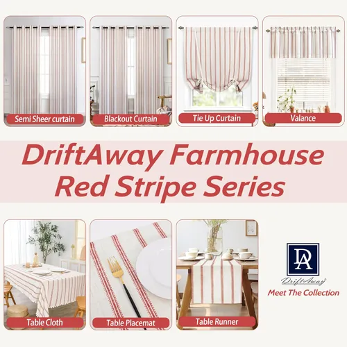 Vista 5 de DriftAway Cortinas opacas de mezcla de lino de 96 pulgadas de largo para dormitorio, cortinas de lino con estampado de rayas verticales