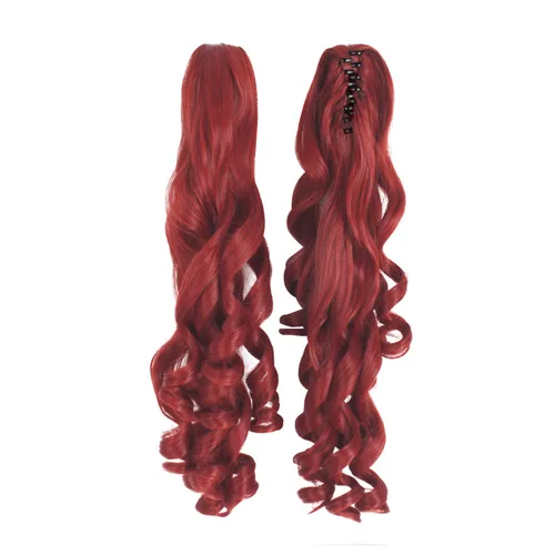 Vista 5 de Peluca MapofBeauty Lolita para disfraz cabello largo rizado con coleta Rojo Bronce