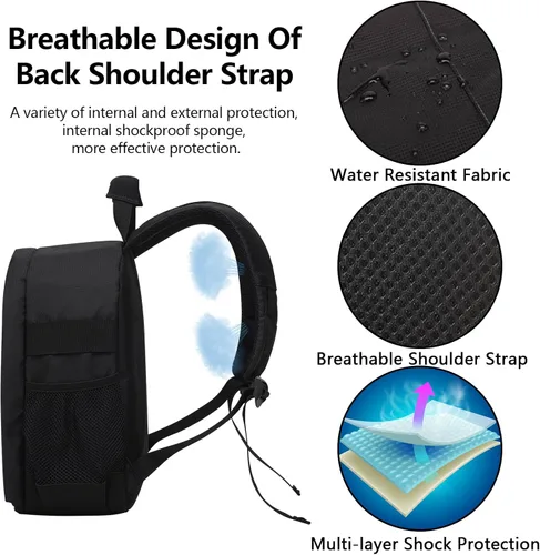 Vista 6 de Mochila para cámara profesional para cámara DSLR/SLR sin espejo, mochila de fotografía para mujeres y hombres, fotógrafos, funda para cámara