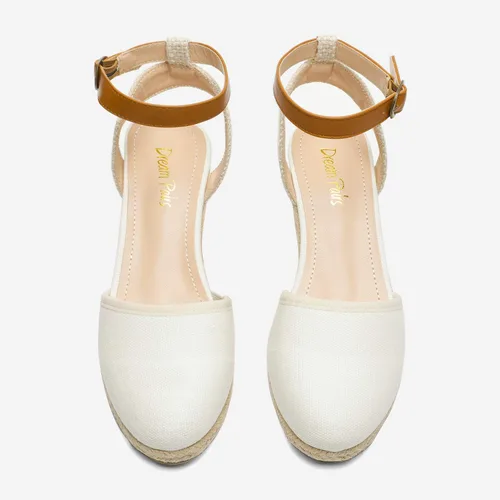 Vista 4 de DREAM PAIRS Sandalias de tacón de cuña con correa de tobillo y punta cerrada para mujer
