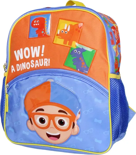 Vista 2 de Blippi Mochila Wow! A Dinosaur 14" Mochila de viaje escolar para niños con diseños de personajes elevados