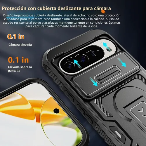 Vista 2 de Lanhiem Funda para Google Pixel 11 Pro XL / 10 Pro XL con protector de pantalla de privacidad, cubierta deslizante para cámara deslizante, cubierta