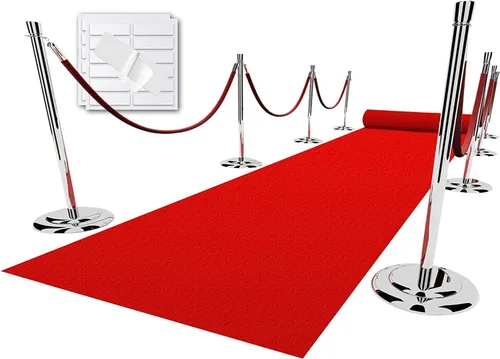 Vista 15 de EZLucky Corredor de Alfombra Roja para Fiestas, 2.6 x 15 pies, Tela No Tejida de Fieltro de 130 GSM, Alfombra Roja de Hollywood para Eventos