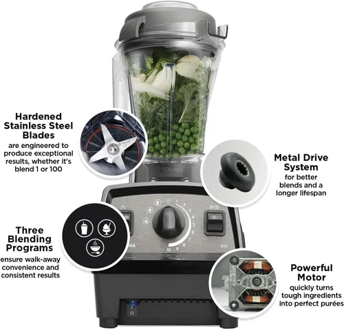 Vista 2 de Vitamix Licuadora Propel 510 con libro de cocina Simply Smoothies, 3 programas preestablecidos de mezcla, grado profesional, contenedor de 48 onzas