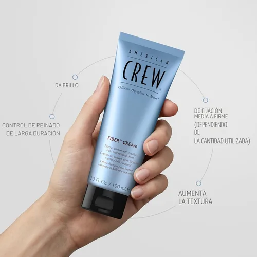 Vista 3 de American Crew Crema de Fibra para Hombres, Como Gel para el Cabello con Fijación Media y Brillo Natural, Regalo Pequeño para Él, 3.3 Fl Oz