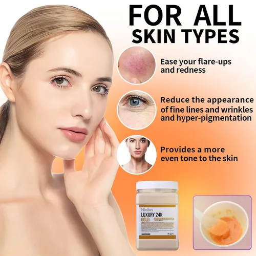 Vista 3 de Máscara de gelatina de oro de 24 quilates y ácido hialurónico, cuidado de la piel facial, juego de mascarillas de gelatina de colágeno