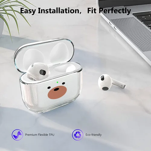 Vista 5 de Funda para AirPods 4 2024 con mosquetón de llavero, funda transparente para AirPods 4, diseño de anime, funda suave con adornos para niños, niñas