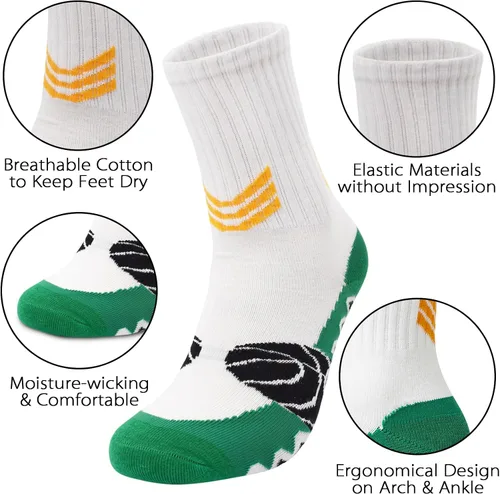 Vista 5 de SkiBeaut Calcetines deportivos para niños, 3 pares de calcetines deportivos para correr, deportes al aire libre, entrenamiento, baloncesto, fútbol