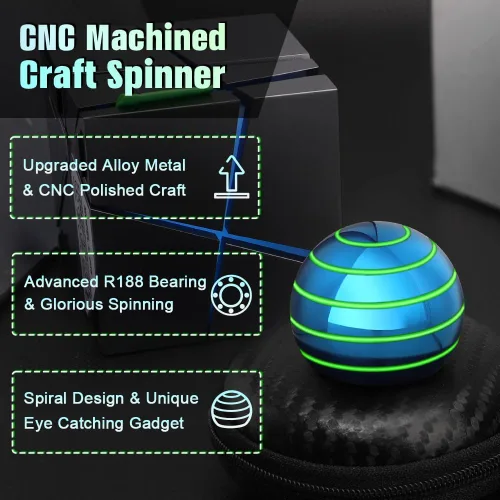 Vista 5 de Juguetes giratorios luminosos de escritorio para niños y adultos, spinner fidget de ilusión óptica de metal que brilla en la oscuridad, bola