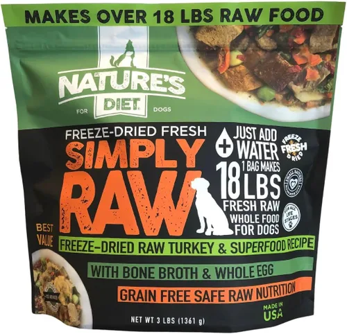 Vista 9 de Nature's Diet Simply Raw - Comida integral liofilizada – Hace 18 libras de alimentos frescos con músculo, órganos, caldo de huesos, huevo entero