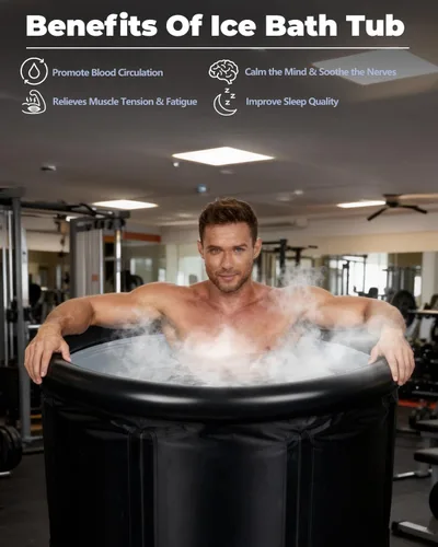 Vista 9 de XL - Bañera de hielo para atletas y adultos, bañera de hielo de 105 galones, bañera fría con cubierta para interiores y exteriores, bañera