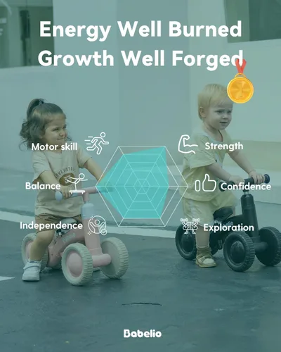 Vista 3 de Babelio Bicicleta de equilibrio para bebés de 1 año, asiento ajustable y 4 Verde oliva