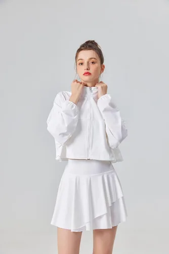 Vista 3 de altiland Chaquetas recortadas con cremallera y protección solar para mujer, para entrenamiento atlético y correr