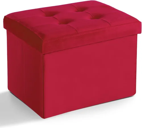 Vista 9 de LINMAGCO Otomana Otomana de almacenamiento con almacenamiento pequeño reposapiés taburete debajo del escritorio, reposapiés plegable corto de tela