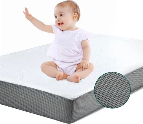Vista 7 de BABELIO - Colchón de espuma viscoelástica para cuna de bebé y niño pequeño de doble cara tamaño estándar, con funda impermeable extraíble