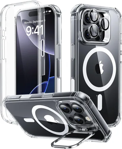 Vista 11 de ESR - Funda completa para iPhone 14 Pro Max, con soporte, MagSafe, a prueba de caídas de grado militar, protector de pantalla incorporado de vidrio