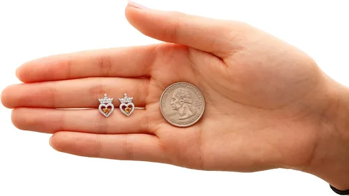 Vista 5 de Disney Pendientes de tuerca de plata de ley con circonita cúbica de princesa