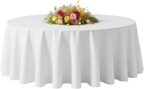 Vista 12 de BESTVIP Manteles redondos de poliéster de 60 pulgadas Se adapta a mesas de 20 a 48 pulgadas Funda decorativa lavable de tela para restaurantes
