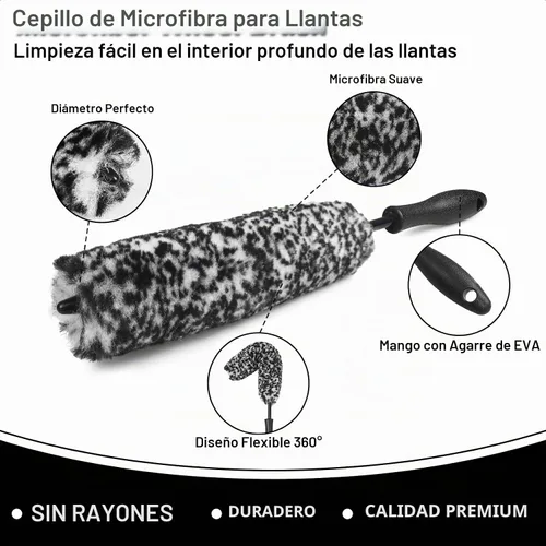 Vista 3 de Juego de 12 cepillos de rueda para limpiar ruedas y neumáticos, cepillo de ruedas y llantas, cepillos de detalles de automóviles, cepillo