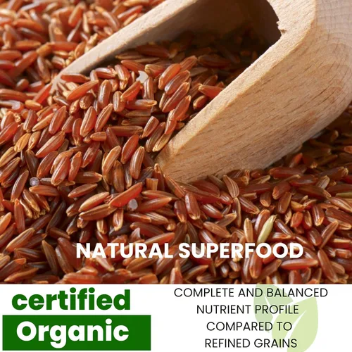 Vista 3 de Arroz orgánico de jazmín rojo tailandés, sin gluten, sin conservantes, lote pequeño cultivado en Tailandia, 2 libras