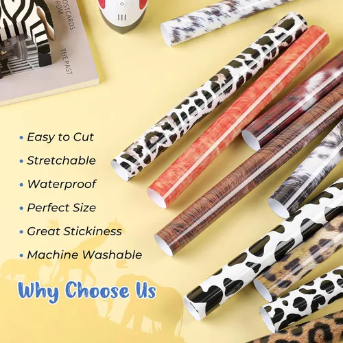 Vista 7 de HTVRONT Leopard HTV Heat Transfer Vinyl - 11 Packs Cheetah Iron on Vinyl