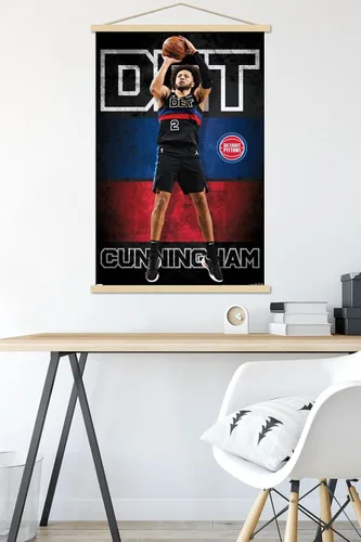 Vista 5 de Trends International NBA Detroit Pistons - Póster de pared de Cade Cunningham 23, 22.37 x 34.00 pulgadas, paquete de impresión premium y colgador