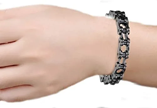 Vista 2 de Pulsera de acero inoxidable para hombre y mujer, 0.472 in de ancho, 7.5 in de largo