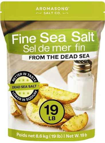 Vista 10 de Aromasong Sal marina 100% natural del mar muerto, sal de mesa de grano fino, 13 onzas. Salero de sal, 100% pura y natural, sin refinar, sin gluten