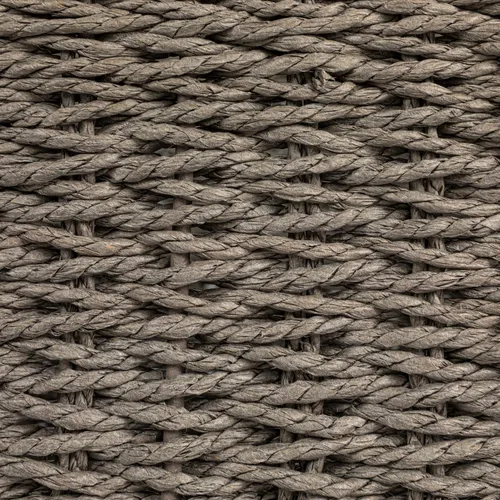 Vista 5 de Household Essentials Cesta tejida cuadrada, cubo de cuerda de papel con asas de acero inoxidable, gris