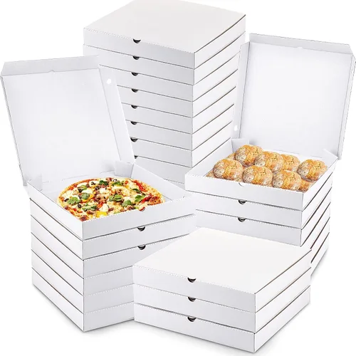 Vista 8 de PerKoop - 100 cajas de pizza a granel de cartón cuadrado, kraft, 12 pulgadas Papel kraft
