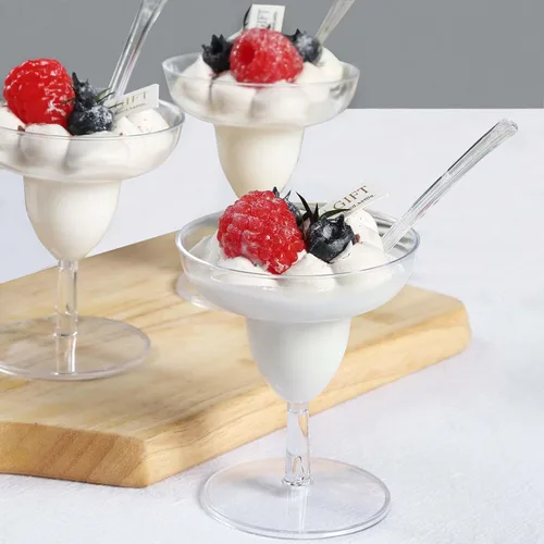 Vista 2 de Efavormart - Paquete de 24 vasos de plástico transparente de 2 onzas con cucharas, tazas de postre estilo cóctel para cócteles de camarones y tipo8