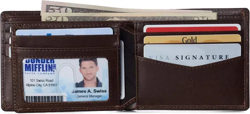 Vista 2 de Alpine Swiss Nolan - Cartera plegable para hombre con protección RFID, de piel auténtica, viene en una caja de regalo