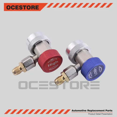 Vista 4 de OCESTORE Ajustable para conector de acoplador rápido R134A, kit de conversión de manguera de manómetro de freón SAE HVAC de 1/4 pulgadas SAE HVAC