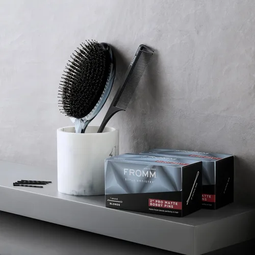 Vista 6 de Fromm Horquillas de pelo negro mate de 2 pulgadas, prensadas antideslizantes con fuerte sujeción y puntas de bola, estilo seguro durante todo el día