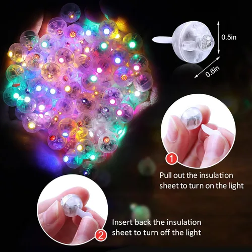 Vista 2 de AIKEI 50 globos de luz LED, mini bolas de luz, tiempo de espera prolongado, impermeable, luz LED para farol de papel, Pascua, Halloween, Navidad