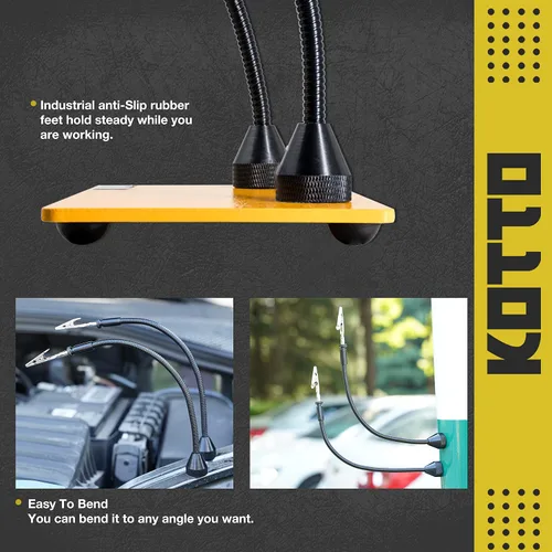 Vista 10 de Fstop Labs Herramienta de soldadura de tercera mano, soporte para PCB, cuatro brazos metálicos flexibles con base magnética, manos que ayudan a
