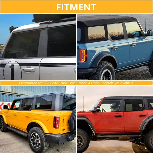 Vista 3 de Cubierta de aluminio para panel de pilar B, moldura de puerta para Ford Bronco 2021 2022 2023 2024 2025 Nuevo Ford Bronco 4 puertas Accesorios