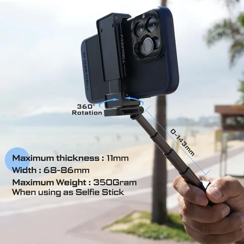 Vista 2 de Freewell Versátil Bluetooth Smartphone Selfie Grip con ARCA estándar, soporte de zapata fría para iPhone, teléfono celular Samsung