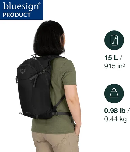 Vista 2 de Osprey Sportlite 15L Mochila ligera para senderismo de 15L para hombres y mujeres, Rosa Alcalina/Hotspot