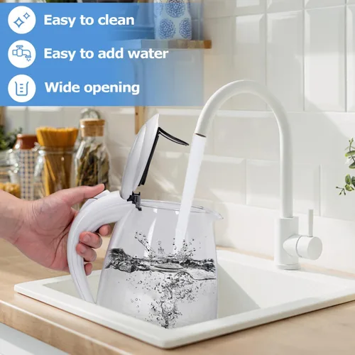 Vista 12 de Aigostar - Hervidor eléctrico de 1500 W, tetera de vidrio para té con calentamiento rápido, vidrio de borosilicato, apagado automático y protección