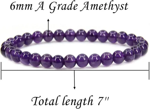 Vista 2 de Handmade Gem Semi Precious Gemstone 6mm Round Beads Stretch Bracelet 7" Unisex