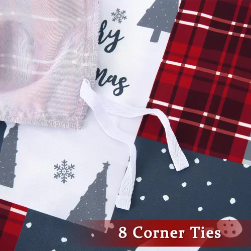 Vista 6 de CAROMIO Juego de funda de edredón de Navidad, de microfibra suave, reversible, ropa de cama decorativa festividades + 1 funda de almohada