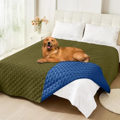 Vista 98 de Smiry Funda Impermeable para Cama de Perro Manta para Mascotas, Manta Suave y Lavable para Perros para Muebles Cama Sofá Sofá Reversible, a Cuadros
