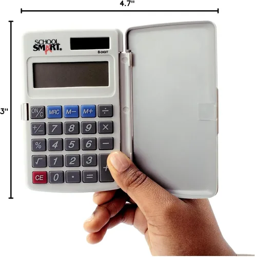 Vista 10 de School Smart Calculadora de bolsillo de doble potencia LCD de 8 dígitos, 2-7/8 x 3/8 x 4-5/8 pulgadas